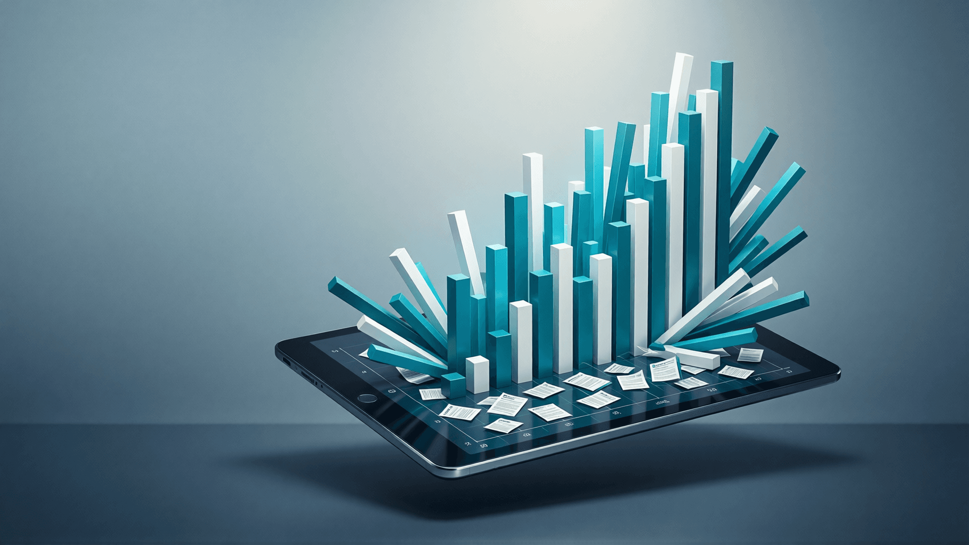 Gráficos financieros en tablet — seguro de crédito para proteger cuentas por cobrar